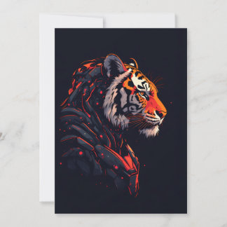 Tiger Cyberpunk Mecha Neon Gaming Invitation
