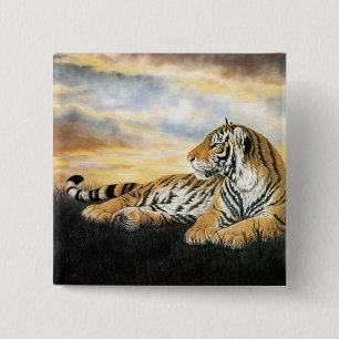 Tiger Dawn 15 Cm Square Badge