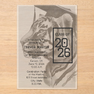 Tiger Design Custom Graduation Invitation Cards