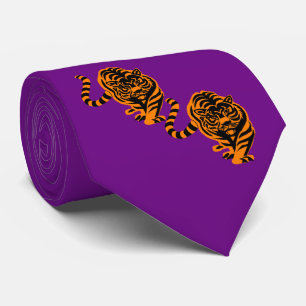 Tiger Design  Orange/Black Team Mascot Necktie