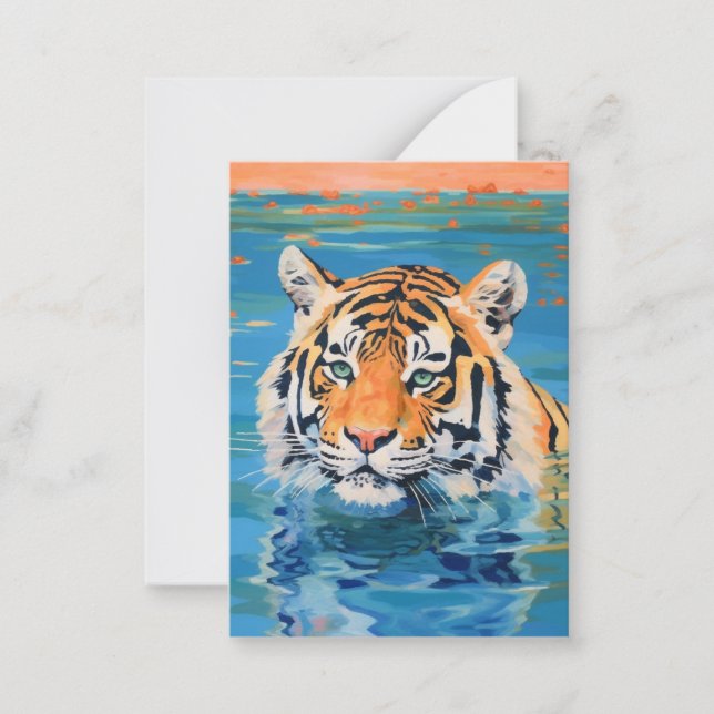 Tiger design, painted, art colourful card (Front)