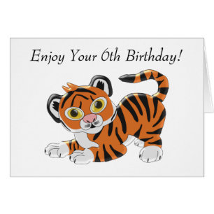 Tiger Design Personalised 6th Birthday Card