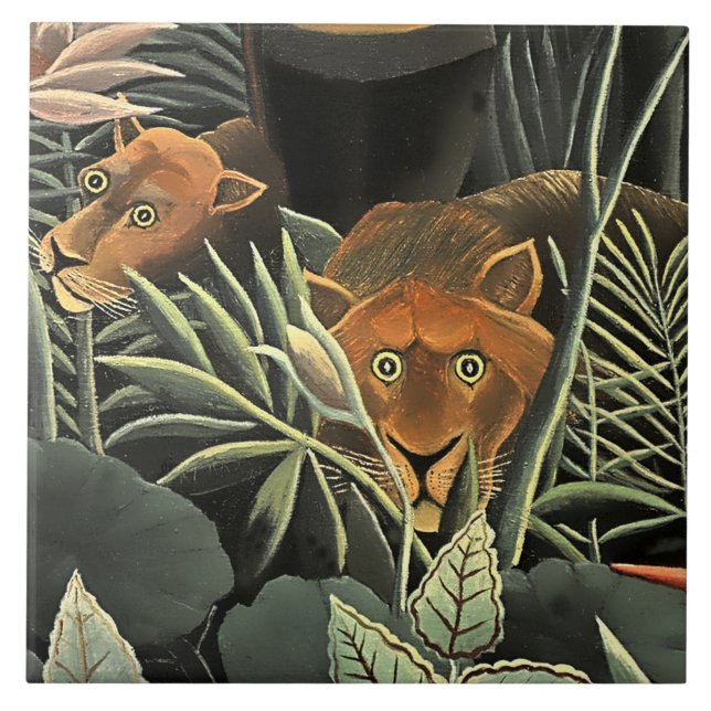 “Tiger - Detail from The Dream” by Henri Rousseau Ceramic Tile (Front)