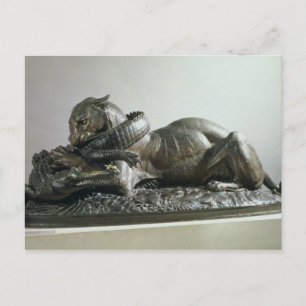 Tiger devouring an alligator, 1832 (bronze) postcard