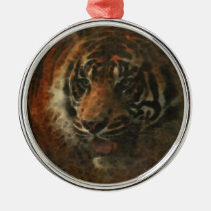 Tiger Digital Art Metal Tree Decoration