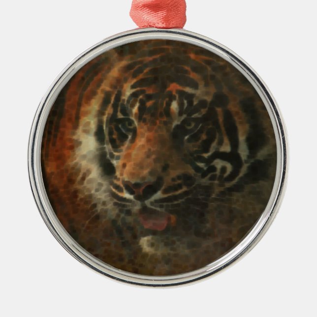 Tiger Digital Art Metal Tree Decoration (Front)
