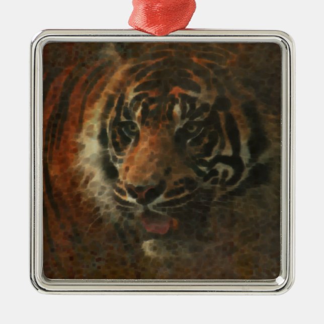 Tiger Digital Art Metal Tree Decoration (Front)