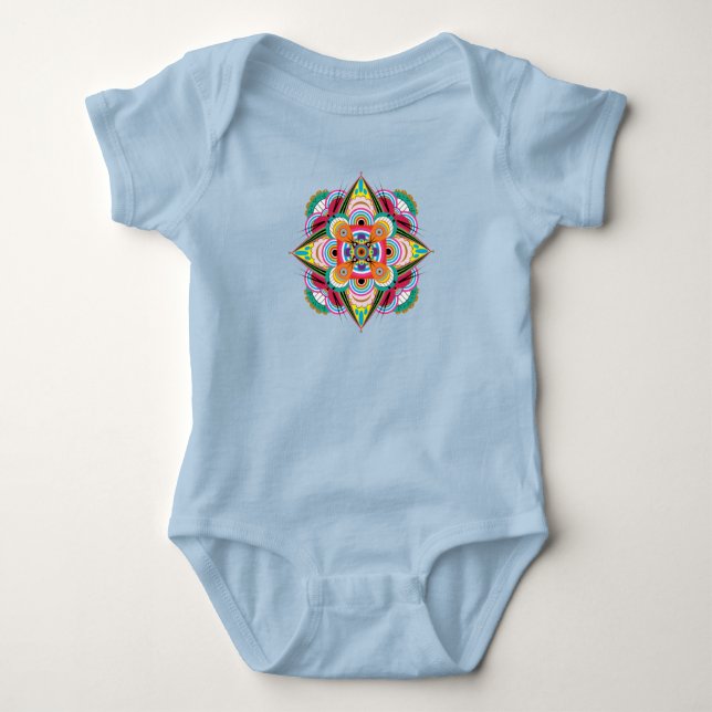 Tiger Dragon Mandala Baby One-Piece Bodysuit (Front)