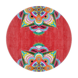 Tiger Dragon Mandala Glass Cutting Board