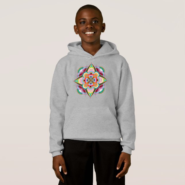Tiger Dragon Mandala Kids Unisex Pullover Hoodie (Front Full)