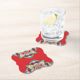 Tiger Dragon Mandala Paper Coasters