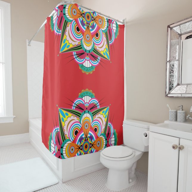 Tiger Dragon Mandala Shower Curtain (In Situ)