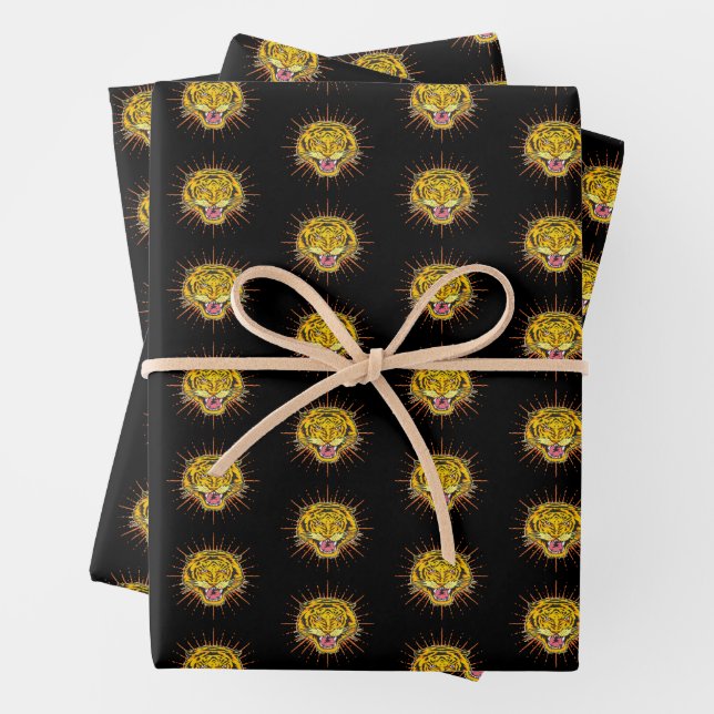 Tiger drawing pattern wrapping paper sheet (In situ)