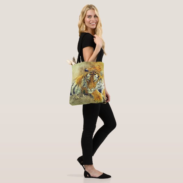 Tiger Drawing Tote Bag (On Model)