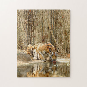 TIGER DRINKING WATER JIGSAW PUZZLE