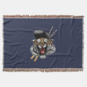 Tiger Drummer Throw Blanket