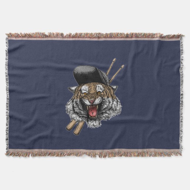 Tiger Drummer Throw Blanket (Front)