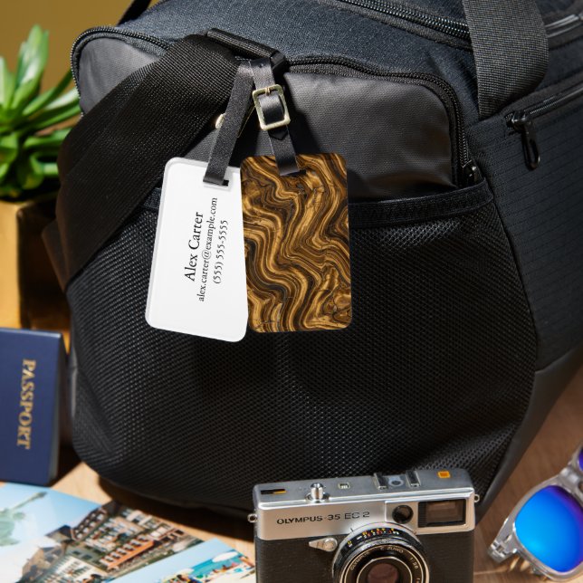 Tiger Eye Gemstone Pattern Luggage Tag (Front & Back)