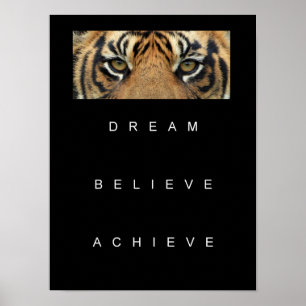 tiger eyes achievement motivational quote poster