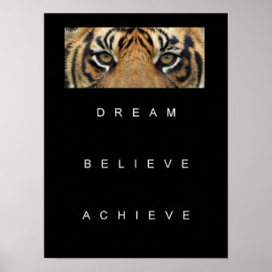tiger eyes achievement motivational quote poster