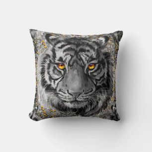 Tiger Eyes Colourful Tiger Drawing Dark Cushion