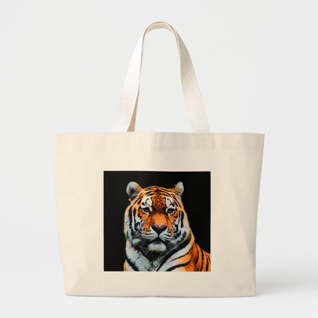 Tiger Eyes Inspirational Large Tote Bag (Front)