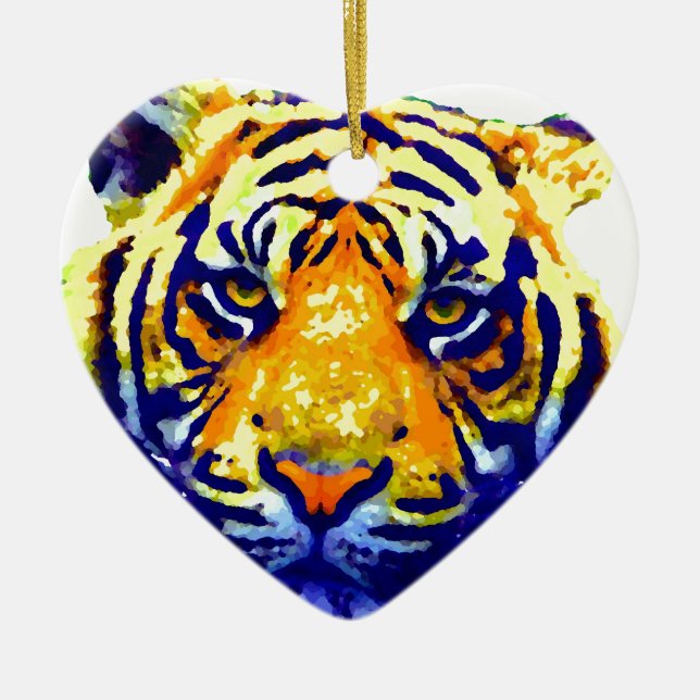 Tiger Eyes Pop Art Ceramic Ornament (Front)