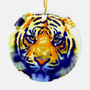 Tiger Eyes Pop Art Ceramic Tree Decoration