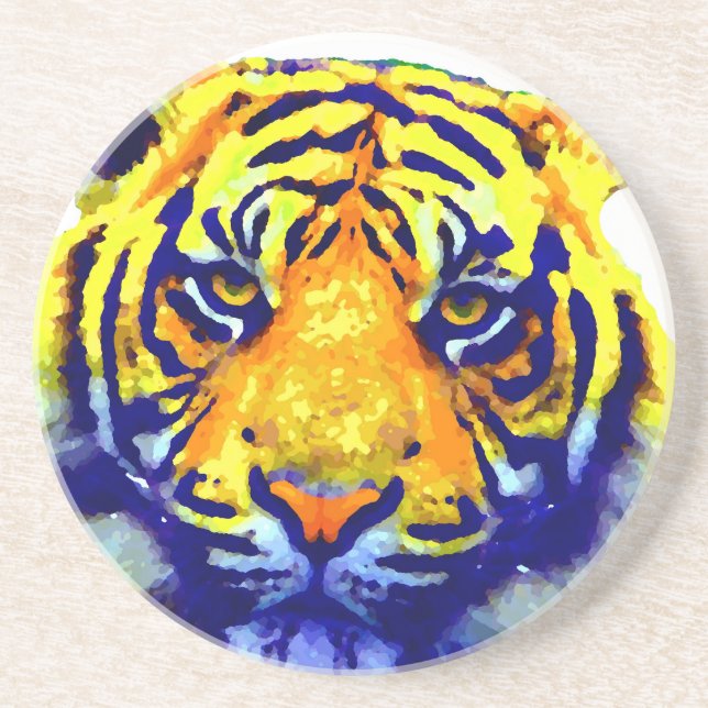 Tiger Eyes Pop Art Coaster (Front)