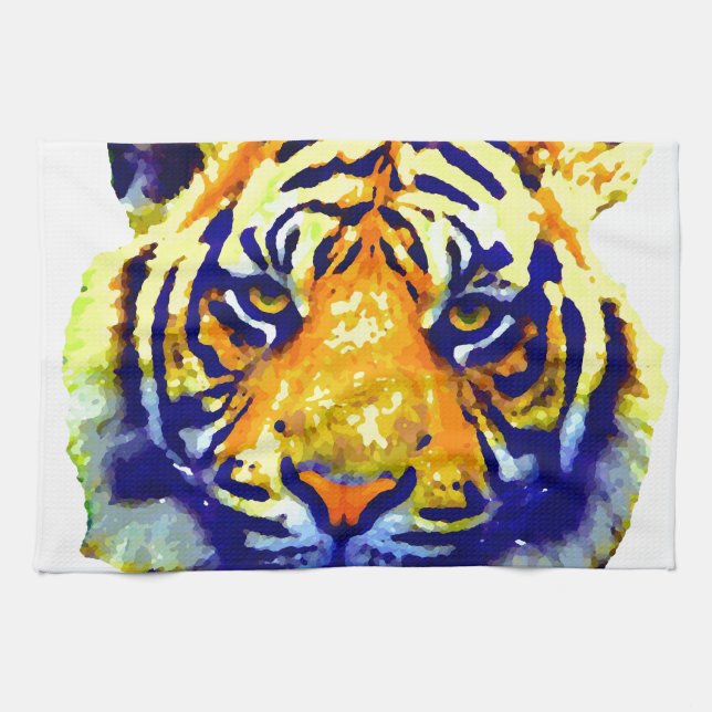 Tiger Eyes Pop Art Tea Towel (Horizontal)