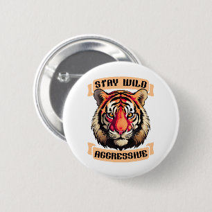 TIGER FACE 6 CM ROUND BADGE
