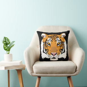 Tiger Face and Stripes Double Sided Cushion