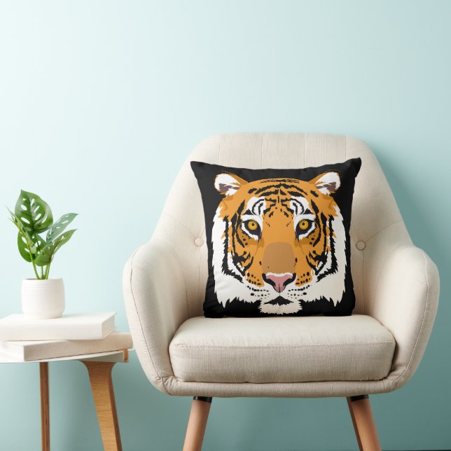 Tiger Face and Stripes Double Sided Cushion (Chair)