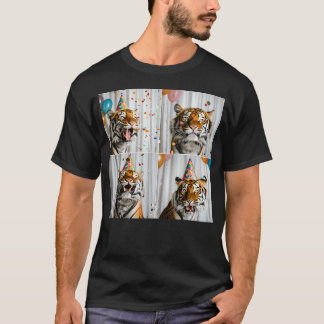 Tiger Face Birthday Hat Jungle Animal Lover Funny T-Shirt