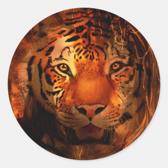 Tiger face classic round sticker (Front)