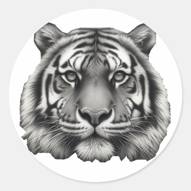 Tiger Face  Classic Round Sticker (Front)