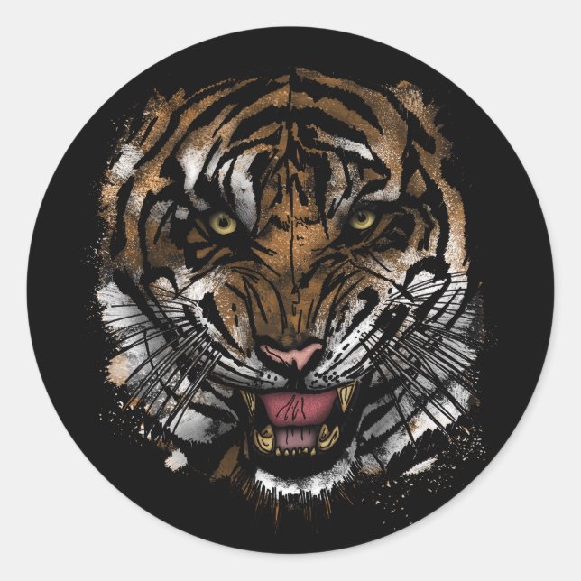 Tiger Face  Classic Round Sticker (Front)