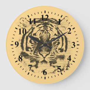 Tiger Face Close-Up 2 Large Clock
