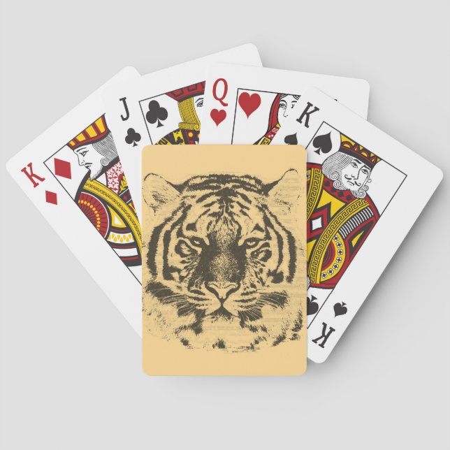Tiger Face Close-Up 4 Playing Cards (Back)