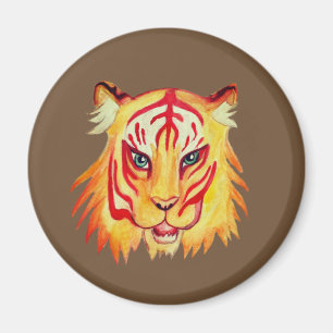 Tiger Face  Drawing  Standard, 5.7 Cm Round Magnet