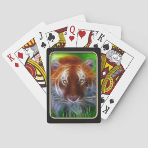 Tiger Face Fractal Art Playing Cards