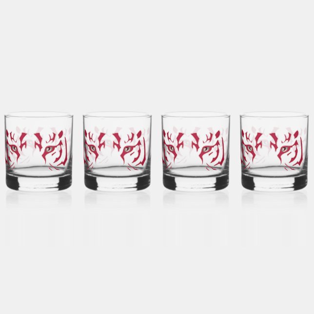 Tiger Face Glasses Drinkware Set (Back)