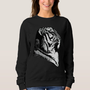 Tiger face head big cats predator imprint with wil sweatshirt