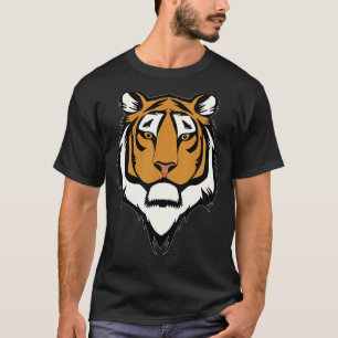Tiger Face Head Big Cats Print Predator Motif T-Shirt