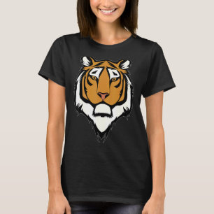 Tiger Face Head Big Cats Print Predator Motif T-Shirt