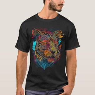 Tiger Face Head Colourful Mandala Wildlife Jungle T-Shirt