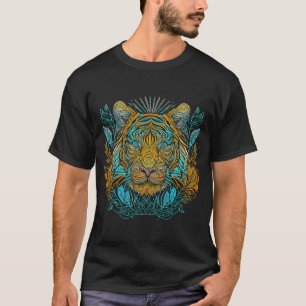 Tiger Face Head Colourful Mandala Wildlife Jungle T-Shirt