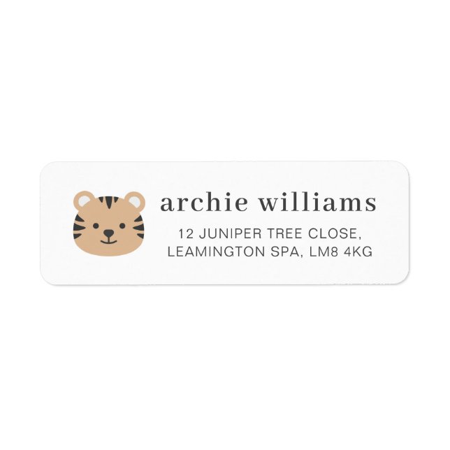 Tiger Face Label Return Address Label (Front)