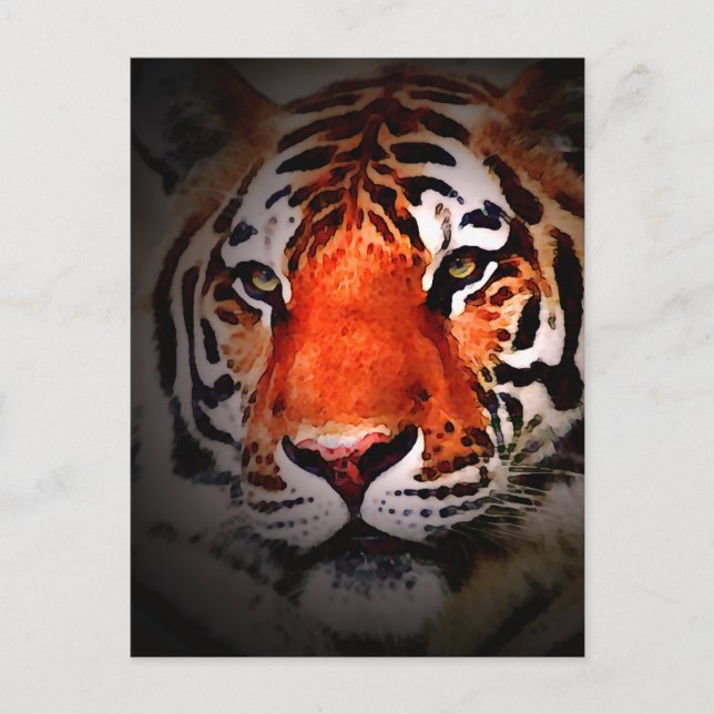 Tiger Face Motivational Artwork Postcard (Front)