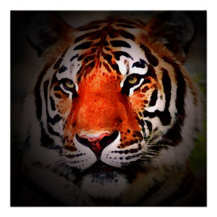 Tiger Face Motivational Artwork Poster